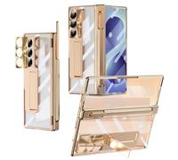 Compatible avec Samsung Galaxy Z Fold 8 Ultra Coque transparente avec support (doré)
