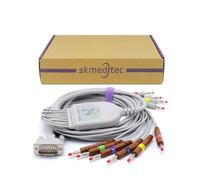 Compatible avec Schiller AT10 Plus, AT101, AT102 Câble ECG/ECG à connexion directe 10 fils 15 broches longueur 11 pieds, cordon de remplacement pour KKB007,CB-721014R/1