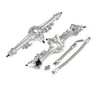 Compatible avec SCX10 II CC01 1/10 Pièces De Mise À Niveau pour Voitures Télécommandées Essieu Avant Et Arrière en Aluminium CNC avec Support De Pignon Conique Essieu Avant RC(Silver,1Set)