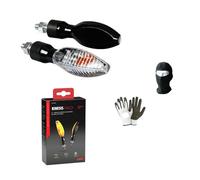 Compatible avec SHERCO SM 50 R Paire de clignotants à ampoule 10 W 90079 LAMPA couleur noire homologués pour moto, verre blanc lumière orange