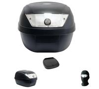 Compatible avec Suzuki VL 125 Intruder Valise Top Case 28 LT Noir + Plaque + POIGNÉE pour Moto-Scooter Porte-Bagages pour Casque INTÉGRAL-Jet-MODULAIRE Universel SIFAM