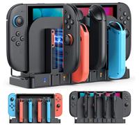 [Compatible avec Switch 1/2] FASTSNAIL Chargeur magnétique 9 en 1 double direction pour manette Nintendo Switch 2 2025 et manette originale et OLED, station de charge rapide pour accessoires de