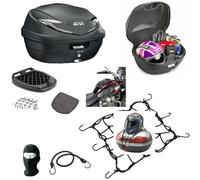 Compatible avec SYM Jet 14 Evo DAL 2023 Top Case pour Porte-Bagages ARRIÈRE Moto Scooter B360 Tech 39LT + Plaque + Filet/ARAIGNÉE pour 2 Casques Jet-1 Casque Complet/MODULAIRE