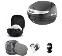 Compatible avec SYM Mio 50 Top Case DE Valise SH.29LT+SYSTÈM DE Verrouillage SÉCURISÉ+Plaque Porte-Bagages Moto-Scooter pour Casque Universel INTÉGRAL Jet-MODULAIRE