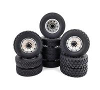 Compatible avec Tamiya 1/14 RC Tracteur Camion 8x8 Pièces De Voiture 8PCS Pneus De Roue Avant Et Arrière Ensemble Complet Moyeu De Roue en Métal Pneu en Caoutchouc Roues RC