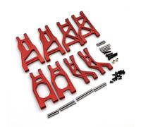 Compatible avec Tamiya Denko Fighter NXGEN DT04 58741 DT03 58587 58628 1/10 RC Voiture Pièces Bras De Suspension Supérieurs Et Inférieurs Métalliques Avant Et Arrière Pièces Voiture RC(Red)