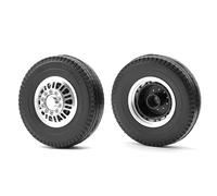 Compatible avec Tamiya pour Man pour King pour Hauler pour ACTROS pour Scania 2 Pièces 85 Mm Pneus en Caoutchouc Dur Roue Métal 1/14 RC Tracteur Camion Pneu Caoutchouc RC