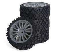 Compatible avec Tamiya pour TT-01 pour TT-02 TT01E XV01 XV02 1/10 RC pour Pièces De Voiture De Rallye 4 Pièces 68 * 28mm Ensemble De Pneus en Caoutchouc Voiture RC Pneus(Gray)