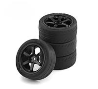 Compatible avec Tamiya pour TT01 pour TT02 TA06 XV-01 1/10 RC pour Pièces De Voiture De Course Pneus Blancs sur Route pour Roue De Pneu De Voiture De Dérive De Tourisme RC Voiture Pneus