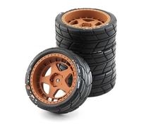 Compatible avec Tamiya pour TT01 TT01E pour TT02 pour TT02B XV01 TA06 PTG-2 1/10 Pièces De Voiture Radiocommandée 4 Pneus en Caoutchouc De 65 Mm Jantes Hexagonales 12 Mm RC Pièces avec