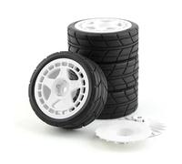 Compatible avec Tamiya pour TT01 TT01E TT02 TT02B XV01 TA06 PTG-2 1/10 RC Pièces De Mise À Niveau De Voiture Accessoires 4 Pièces Pneu De Roue en Caoutchouc Roue Voiture RC(White,B)