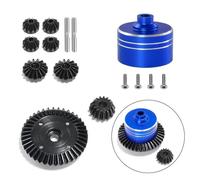 Compatible avec Tamiya pour TT02 TT02B pour XV02 1/10 Accessoires pour Voitures Télécommandées Boîtier De Différentiel en Métal Et Pignon Principal Droit Pièces détachées RC(Blue Powerfulerent)