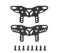 Compatible avec Tamiya XM-01 Pro 58738 1/10 Pièces De Rechange pour Voiture RC 2 Plaques De Fixation pour Amortisseurs Avant Et Arrière, Motif Fibre De Carbone Pièces Voiture RC