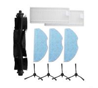 Compatible avec Tapo Rva100 Rv10 Plus Rv30 Plus Robot Aspirateur Ensemble d'accessoires avec brosse à rouleau principale, brosses rotatives latérales, chiffons en microfibre et filtres (A)