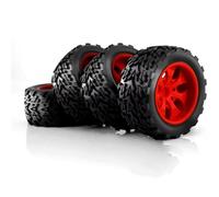 Compatible avec Traxxas pour Arrma pour Redcat pour HSP 1/10 RC 4 Pièces 118MM pour Monster Truck pour Buggy Pneu Pneu Roue Mousse Inserts 12mm Hex Roue Voiture RC(Red)