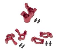 Compatible avec Traxxas pour LaTrax pour Teton 1/18 RC Pièces Détachées pour Voitures 6 Pièces Direction Avant en Métal Bloc De Direction Support D'essieu Arrière détachées RC(Red)
