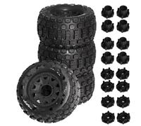 Compatible avec TRAXXAS pour MAXX pour ARRMA pour Granite pour KRATON 1/10 RC pour Monster Stunt Truck 128mm Pneu 12mm Et 14mm Hex 4 Pièces Voiture RC Pneus Jante(Black)