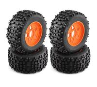 Compatible avec TRAXXAS pour Sledge pour ARRMA pour KRATON pour Outcast pour Tamiya pour HSP 1/7 1/8 pour Monster Stunt Truck 4 Pièces Pneu 170mm 3.8" Voiture RC Pneus Jante(Yellow)