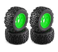 Compatible avec TRAXXAS pour Sledge pour ARRMA pour KRATON pour Outcast pour Tamiya pour HSP 1/7 1/8 pour Monster Stunt Truck 4 Pièces Pneu 170mm 3.8" Voiture RC Pneus Jante(Green)