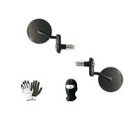 Compatible avec Triumph THRUXTON 900 Paire DE RETROVISEURS Cafe' Race RETROVISEUR Rond en Aluminium Noir Fixation GLISSIERE Laterale Bar-End du Ø13 A 22 REGLABLE en Haut ET en Bas