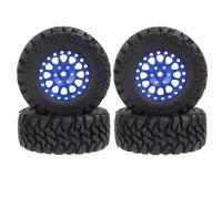 Compatible avec TRX4M pour Axial SCX24 AX24 FCX24 1/24 RC Crawler Car 4Pcs 62X24mm 1.2 inch Metal Beadlock Wheel Rim Tire Set Roue Voiture RC(Blue)