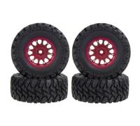 Compatible avec TRX4M pour Axial SCX24 AX24 FCX24 1/24 RC Crawler Car 4Pcs 62X24mm 1.2 inch Metal Beadlock Wheel Rim Tire Set Roue Voiture RC(Red)