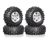 Compatible avec TRX4M pour SCX24 AX24 pour FCX24 1/18 1/24 RC Pièces De Voiture sur Chenilles Accessoires 51mm 1.0 "Jeu De Pneus De Roue À Billes en Métal 4 Pièces Roue Voiture RC(Silver)