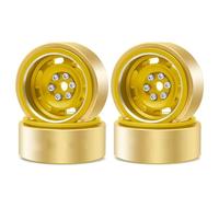 Compatible avec TRX4M pour SCX24 pour Axial AX24 pour FMS 1/18 1/24 RC, Accessoires De Remplacement 1.0, Roues À Plat Profond, Jantes 32g, Roue À Chenilles Lourde Voiture RC Pneus Jante(Yellow)