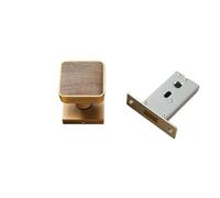 Compatible avec une serrure invisible simple face for porte de chambre en bois de noyer, poignée de porte intérieure cachée(Brass)