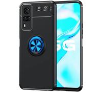 Compatible Avec Vivo X50 Lite Coque, 360 Degres Protection Bumper + Verre Trempé, Coque Avec Anneau Support Cover Skin Cases Housse Etui Protector-Bleu Noir
