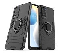 Compatible avec Vivo X60, Vivo X60t Coque, Anneau de Support Téléphone Voiture Magnétique Bague 360 Étui de Protection (Noir)
