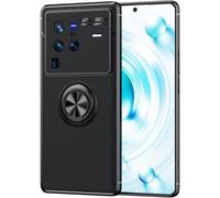 Compatible Avec Vivo X80 Pro Coque, 360 Degres Protection Bumper + Verre Trempé, Coque Avec Anneau Support Cover Skin Cases Housse Etui Protector-Noir