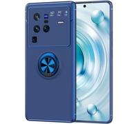 Compatible Avec Vivo X80 Pro Coque, 360 Degres Protection Bumper + Verre Trempé, Coque Avec Anneau Support Cover Skin Cases Housse Etui Protector-Bleu