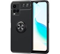 Compatible Avec Vivo Y21s Coque, 360 Degres Protection Bumper + Verre Trempé, Coque Avec Anneau Support Cover Skin Cases Housse Etui Protector-Noir