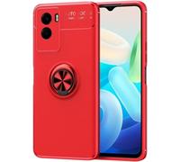 Compatible Avec Vivo Y55s Coque, 360 Degres Protection Bumper + Verre Trempé, Coque Avec Anneau Support Cover Skin Cases Housse Etui Protector-Rouge
