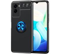 Compatible Avec Vivo Y55s Coque, 360 Degres Protection Bumper + Verre Trempé, Coque Avec Anneau Support Cover Skin Cases Housse Etui Protector-Bleu Noir