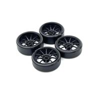 Compatible avec Wltoys 284131 K969 K979 K989 P929 pour Kyosho pour Mini-z 1:28 RC, Pièces De Mise À Niveau De Voiture, Pneu À Dérive De 27mm, Jante en Métal Roue Voiture RC(Black)