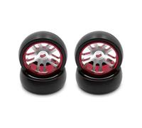 Compatible avec Wltoys 284131 K969 K989 pour Kyosho pour Mini-Z 1/28 RC Pièces De Mise À Niveau De Voiture Pneu De Dérive en Plastique Dur Jante Roue en Métal Roue Voiture RC(Red)