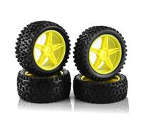 Compatible avec Wltoys pour 144001 144010 124007 124017 124019 pour 1/10 1/12 1/14 RC Voiture Tout-Terrain Buggy 4 Pièces 87mm Pneu De Roue Roue Voiture RC(Yellow)