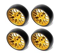 Compatible avec Wltoys pour 284131 K969 K979 K989 pour Kyosho pour Mini-z 26.5Mm Jante en Métal À Dérive Dure Pneus 1/28 Pièces De Voiture RC Roue Voiture RC(Yellow)