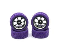 Compatible avec WLtoys pour WPL MN pour Modèle LC 1/18 1/16 1/14 1/12 RC, Pneus De Roue en Métal Modifiés, Pièces De Mise À Niveau De La Peau des Pneus en Caoutchouc Roue Voiture RC(Purple)