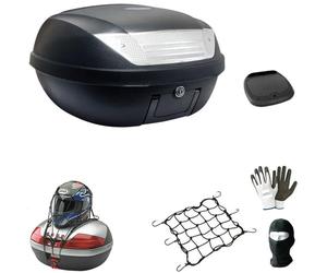 Compatible avec Y AMAHA TDM 850 Valise Top Case 52 LT Noir + Plaque+POIGNÉE pour Moto-Scooter Porte-Bagages pour 2 Casques INTÉGRAUX UNIVERSELS SIFAM-Jet-MODULAIRES