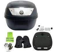Compatible avec YAMAH-A YBR 125 Top Case Polypropylene SIFAM 28 litres Complet avec Plaque + KIT DE Montage pour Moto Scooter Porte-Bagages pour 2 Casques Noir Mat