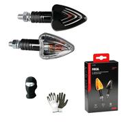 Compatible avec Yamaha XT 600 et paire de clignotants à ampoule 21 W pour moto homologuées FOCAL Lampa 90065 Indicateur universel noir lentille blanche lumière orange
