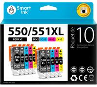 Compatible Cartouche D'Encre De Remplacement Pour Canon Pgi 550 Xl 550Xl Cli 551 Xl 551Xl 10 Pack(2 Pgbk &2Bk/C/M/Y) Pour Pixma Mg5450 Mx725 Mx925 Mg6450 Mg5550 Ix6850 Mg5650 Ip7250 Ip8750
