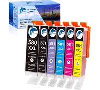 Compatible Cartouche pour Canon PGI-580 CLI-581 XXL Encre pour Pixma TS8150 TS8151 TS8152 TS8250 TS8251 TS8252 TS8350 TS8350a TS8351 TS8351a TS8352 TS8352a (6 Pack)