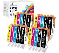 Compatible Cartouches d'encre Remplacement pour Canon 550XL 551XL pour PIXMA IP7250 IP8750 MX925 MG5650 IX6850 MX725 MG5550 MG6350 MG6450 MX920 MG6650 (Noir Cyan Magenta Jaune, 20-Pack)