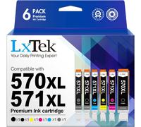 Compatible Cartouches D'Encre Remplacement Pour Canon 570Xl 571Xl Pour Pixma Mg7700 Mg7750 Mg7751 Mg7752 Mg7753 Ts8050 Ts8051 Ts8052 Ts8053 Ts9050 (Pgbk Noir Cyan Magenta Jaune Gris, 6-Pack)
