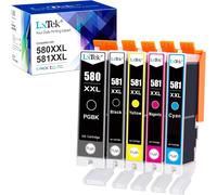 Compatible Cartouches d'encre Remplacement pour Canon PGI-580 CLI-581 XXL pour Pixma TS6150 TS8150 TR8550 TS8250 TS6250 TS9150 TR7550 TS8252 TS9155 TS9550 (PGBK Noir Cyan Magenta Jaune, 5-Pack)