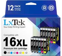 Compatible Cartouches D'Encre Remplacement Pour Epson 16 16Xl Pour Workforce Wf-2750 Wf-2760 Wf-2660 Wf-2650 Wf-2630 Wf-2540 Wf-2530 Wf-2010 Wf-2510 (Noir Cyan Magenta Jaune,12-Pack)